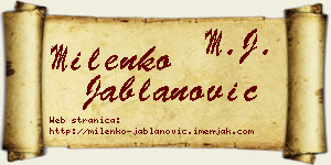 Milenko Jablanović vizit kartica